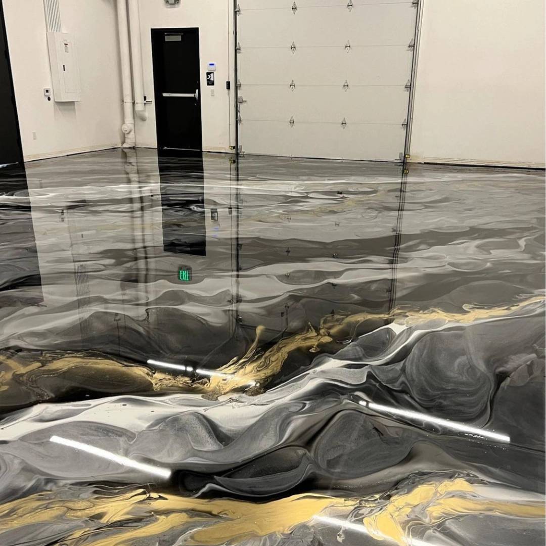 residential epoxy flooring with a decorative finish